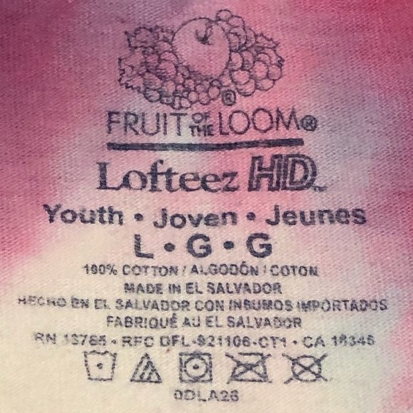 3/$15 FRUIT OF THE LOOM Lofteez HD Tie Dye T-Shirt Tee Youth L - Picture 3 of 3